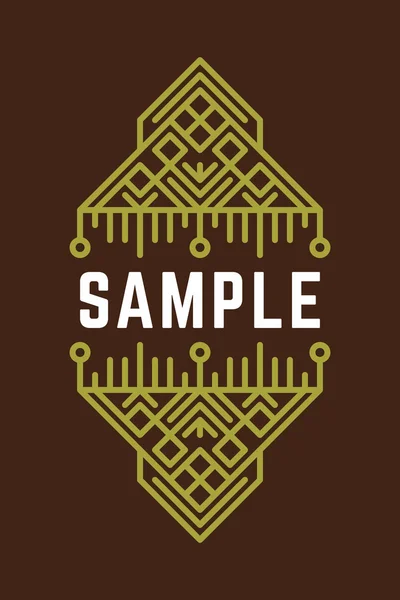 Slavic or Viking Style Oldfashioned Art Decorative Geometric Vector Frames and Borders. Green on Brown Background. Vector Ornaments, Vector Decoration, Line Ornament, Vector Logos, Vector Labels — Stock Vector