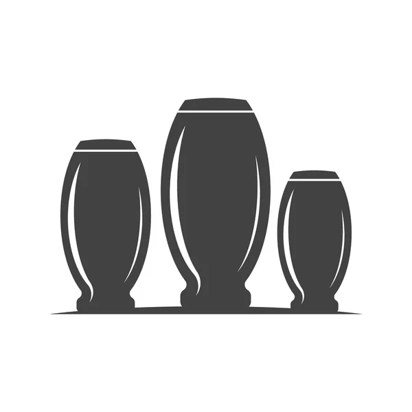 Collins tipo Highball tres vasos, forma de barril. Icono negro, elemento logo, ilustración vectorial plana aislada sobre fondo blanco . — Archivo Imágenes Vectoriales