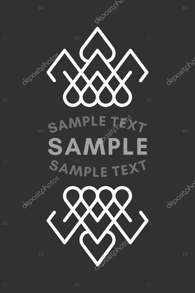Slavic or Viking Style Oldfashioned Art Decorative Geometric Vector Frames and Borders. Black and white. Cupola shaped. Vector Ornaments, Vector Decoration, Line Ornament, Vector Logos, Vector Labels