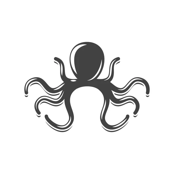 Octopus black icon, logo element, flat vector illustration isolated on white background. — Stock Vector