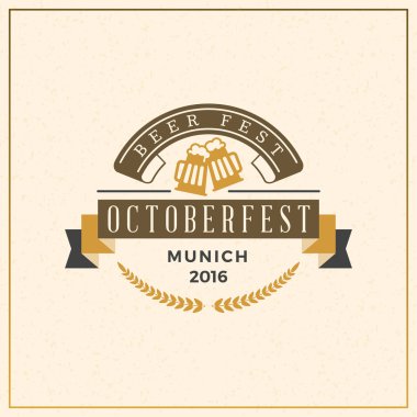 Bira Festivali Octoberfest kutlama. Retro tarzı rozet, etiket,