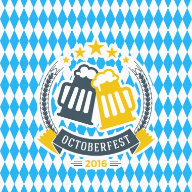 Bira Festivali Octoberfest kutlama. Retro tarzı rozet, etiket,