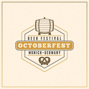 Bira Festivali Octoberfest kutlama. Retro tarzı rozet, etiket,