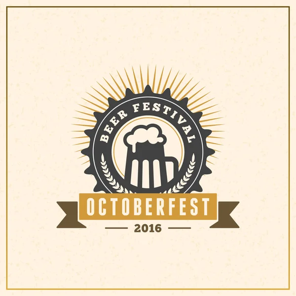 Beer festival Octoberfest celebration. Retro style badge, label, — Stock Vector