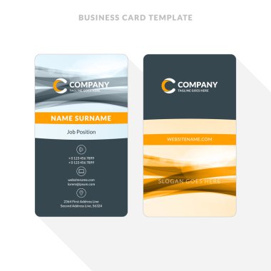 Dikey çift taraflı kartvizit şablon arka plan ile. Vektör çizim. İleti örneği tasarım