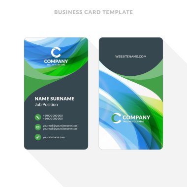 Dikey çift taraflı kartvizit şablon arka plan ile. Vektör çizim. İleti örneği tasarım