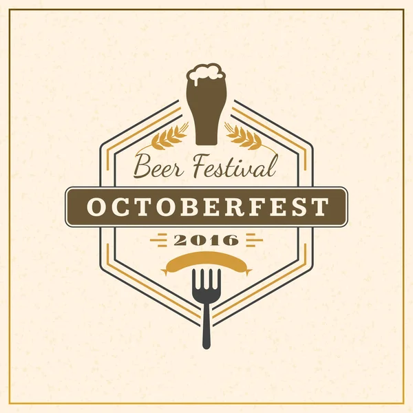 Bierfestival Oktoberfest viering. Label retro-stijl badge, embleem. Vectorillustratie. Bier labelsjabloon — Stockvector
