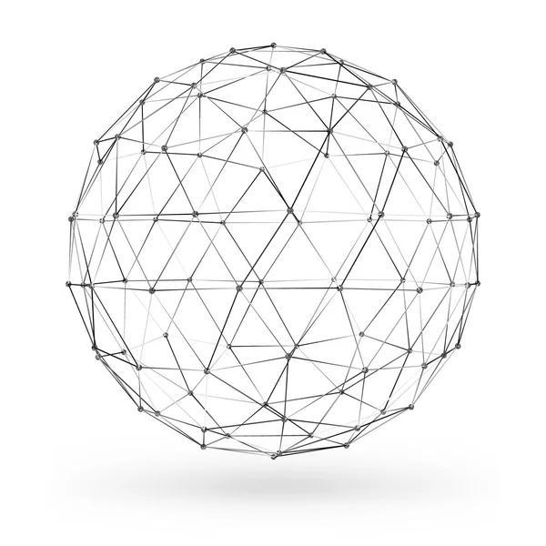 Wireframe polygonal geometriska element. Sfär med anslutna linjer och punkter. Vektorillustration på vit bakgrund med nyans — Stock vektor