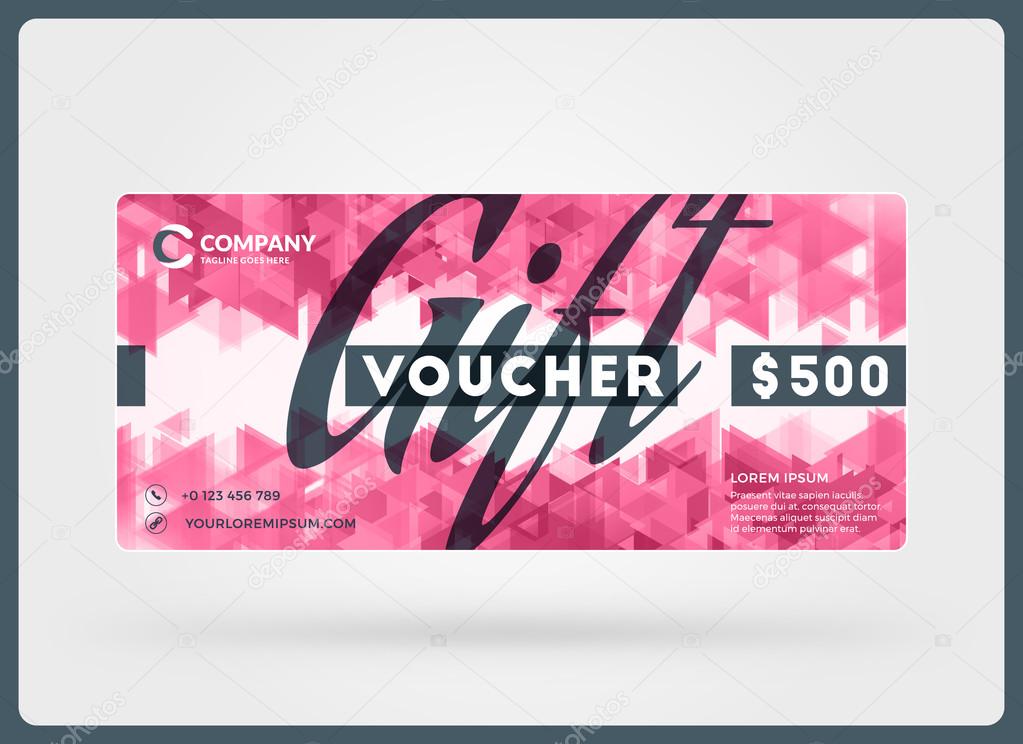 Gift voucher. Vector design template. Discount card. Gift certificate. Pink Color Theme. Vector Illustration