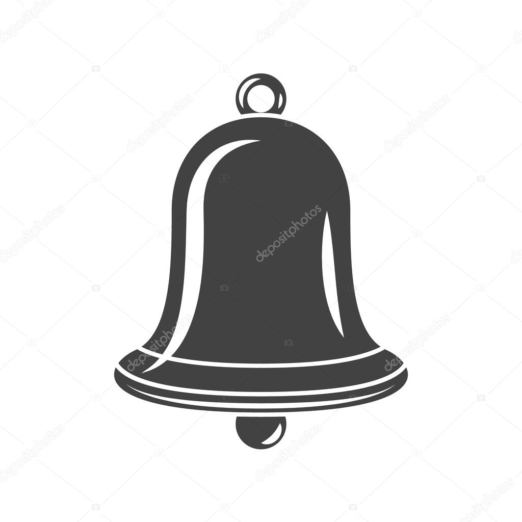 Hand Bell Black icon, logo element, flat vector illustration isolated on white background.