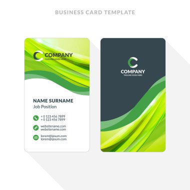 Dikey çift taraflı kartvizit şablon arka plan ile. Vektör çizim. İleti örneği tasarım