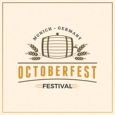 Bira Festivali Octoberfest kutlama. Retro tarzı rozet, etiket, amblem. Vektör çizim. Bira şirketi şablonu
