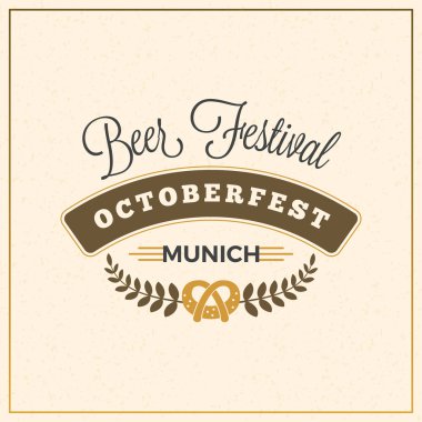 Bira Festivali Octoberfest kutlama. Retro tarzı rozet, etiket, amblem. Vektör çizim. Bira şirketi şablonu