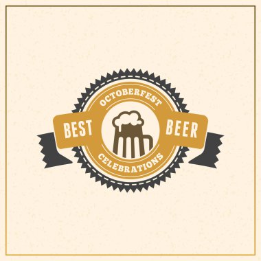 Bira Festivali Octoberfest kutlama. Retro tarzı rozet, etiket, amblem. Vektör çizim. Bira şirketi şablonu