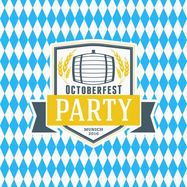 Sörfesztivál Octoberfest ünnepe. Retro stílusú jelvény, címke, jelkép, a rombusz, hogy kék és fehér háttér. Vektoros illusztráció. Sör címke sablon — Stock Vector