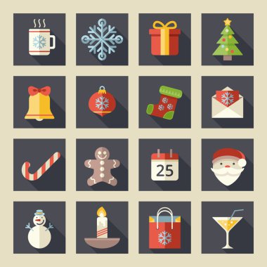 düz Noel simgeler web uygulamaları için