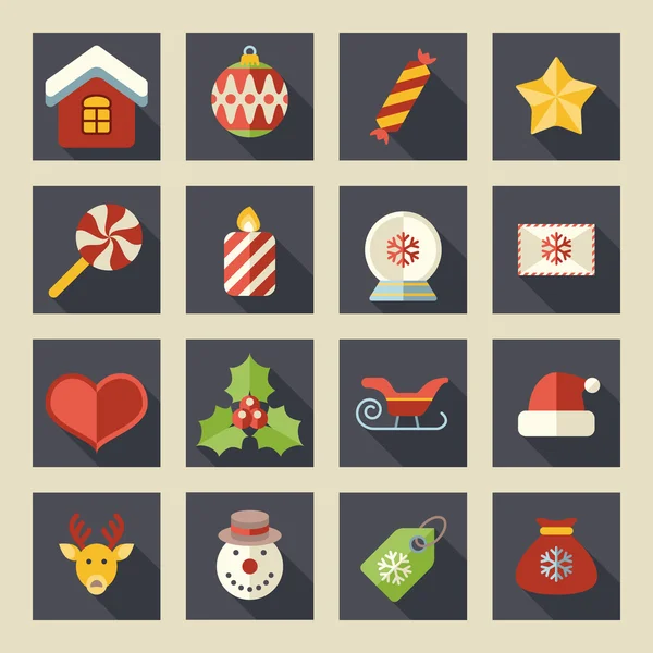 Platte Kerst iconen voor web- en toepassingen — Stockvector