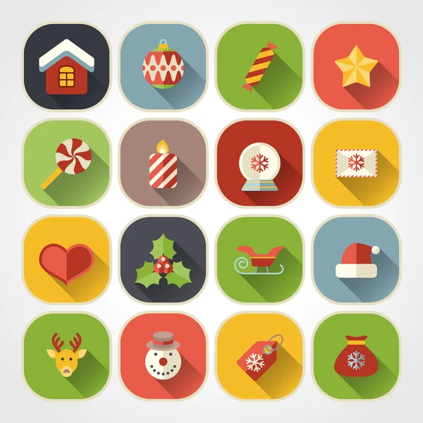 Iconos de Navidad planos para web y aplicaciones — Vector de stock