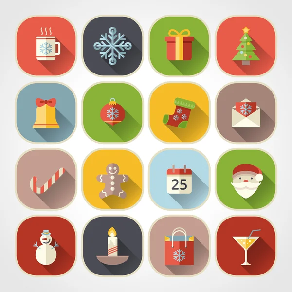 Platte Kerst iconen voor web- en toepassingen — Stockvector