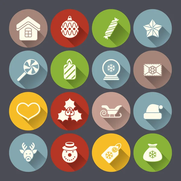 Flat christmas icons for web and applications — Stock Vector