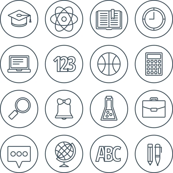 School en onderwijs lijn icons set — Stockvector