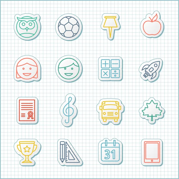 School en onderwijs platte ontwerp icons set — Stockvector