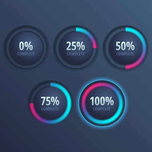 Barras de progresso de vetores para sites e aplicações. Elementos infográficos — Vetor de Stock