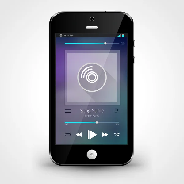 Smartphone vectoriel avec application de lecteur de musique — Image vectorielle
