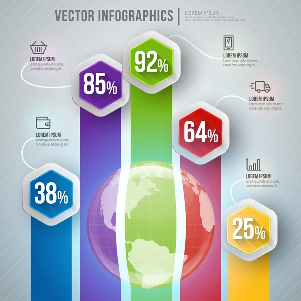 Diseño de infografía abstracta vectorial. plantilla de diseño de flujo de trabajo — Archivo Imágenes Vectoriales