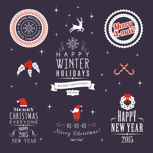 Christmas decoration set of calligraphic and typographic design elements, labels, symbols, icons, objects and holidays wishes — Stock Vector