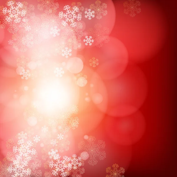 Fond de Noël avec flocons de neige et lumières. Image vectorielle — Image vectorielle