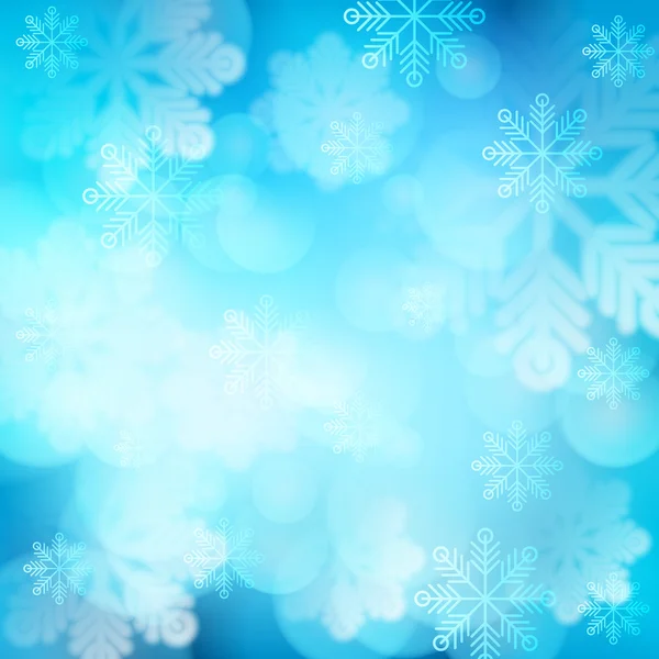 Fondo navideño con copos de nieve y luces. Imagen vectorial — Archivo Imágenes Vectoriales