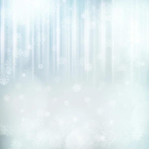 Fondo navideño con copos de nieve y luces. Imagen vectorial — Archivo Imágenes Vectoriales