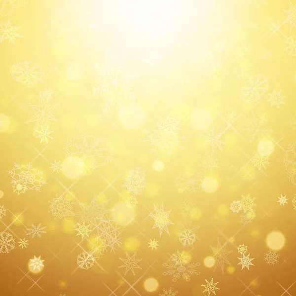 クリスマスの背景に雪片、ライト。ベクトル画像 — ストックベクタ