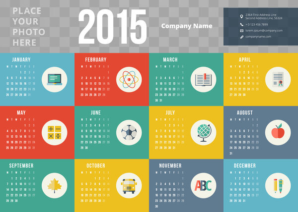 Calendar 2015 vector template week starts monday