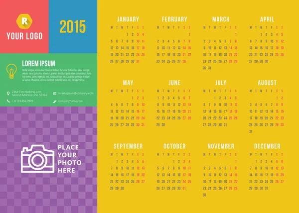 Kalenderwoche 2015 beginnt am Montag — Stockvektor