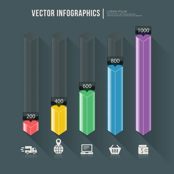 Diseño plano de infografía abstracta vectorial. plantilla de diseño de flujo de trabajo — Archivo Imágenes Vectoriales