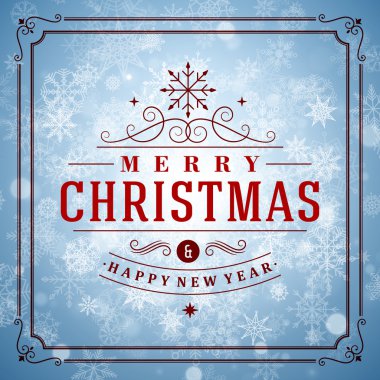 neşeli Noel mesajı ve açık renkli kar taneleri ile. vektör çizimi eps 10. 