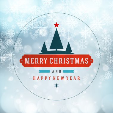neşeli Noel mesajı ve açık renkli kar taneleri ile. vektör çizimi eps 10. 