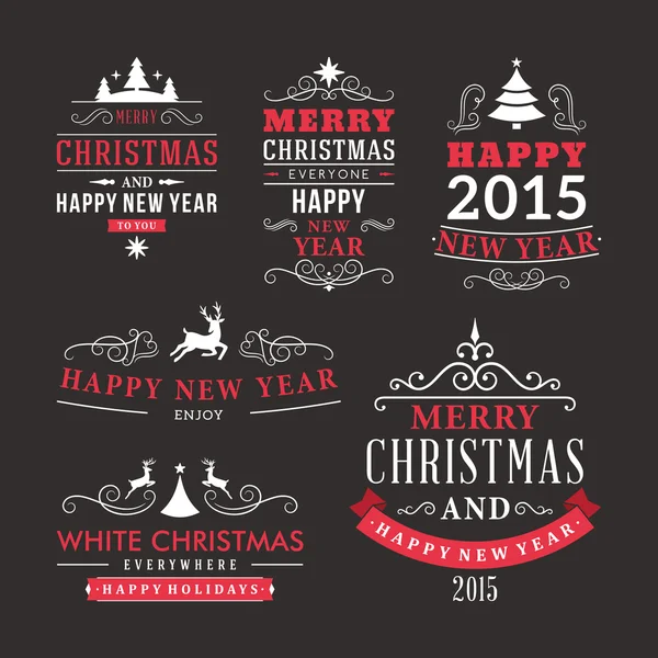 Christmas decoration set of calligraphic and typographic design elements, labels, symbols, icons, objects and holidays wishes — Stock Vector