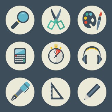 okul ve eğitim simgeler düz tasarım vektör kümesi 