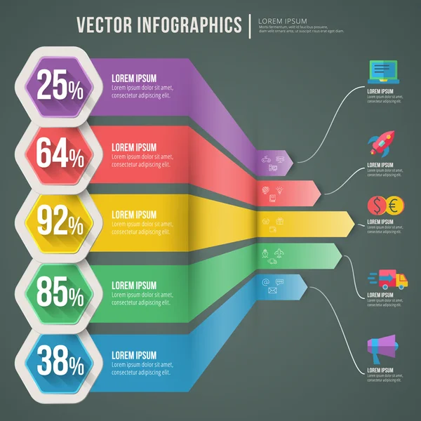 Diseño plano de infografía abstracta vectorial. plantilla de diseño de flujo de trabajo — Archivo Imágenes Vectoriales