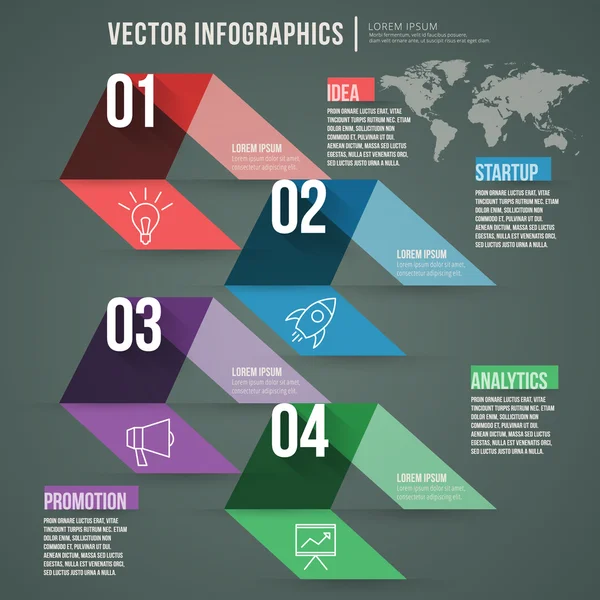 Diseño plano de infografía abstracta vectorial. plantilla de diseño de flujo de trabajo — Archivo Imágenes Vectoriales