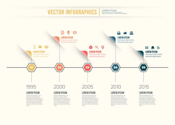 Vector abstracte tijdlijn infographic ontwerp. werkstroomsjabloon lay-out — Stockvector