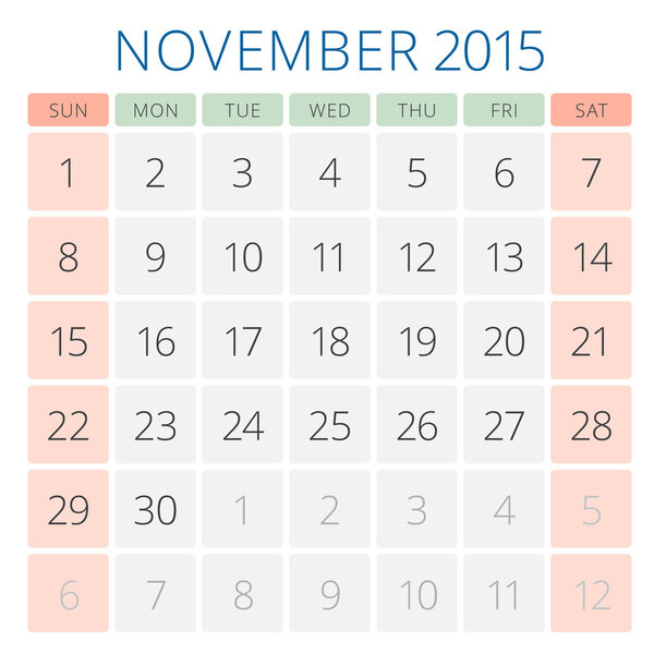 Calendar 2015 November vector design template