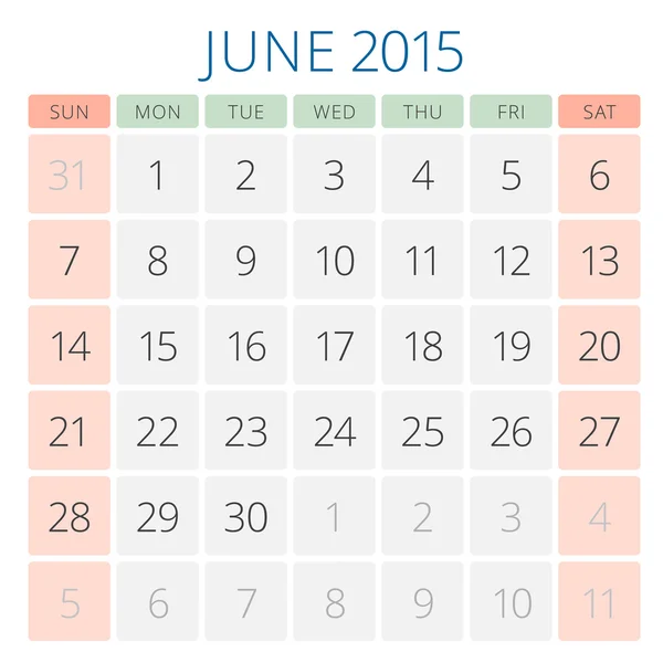 Шаблон векторного дизайна на июнь 2015 года — стоковый вектор