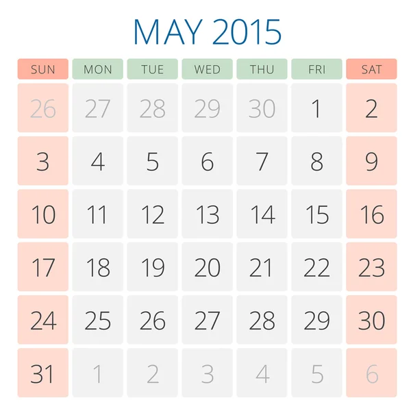 Kalendář 2015 může vektorové šablonu návrhu — Stockový vektor
