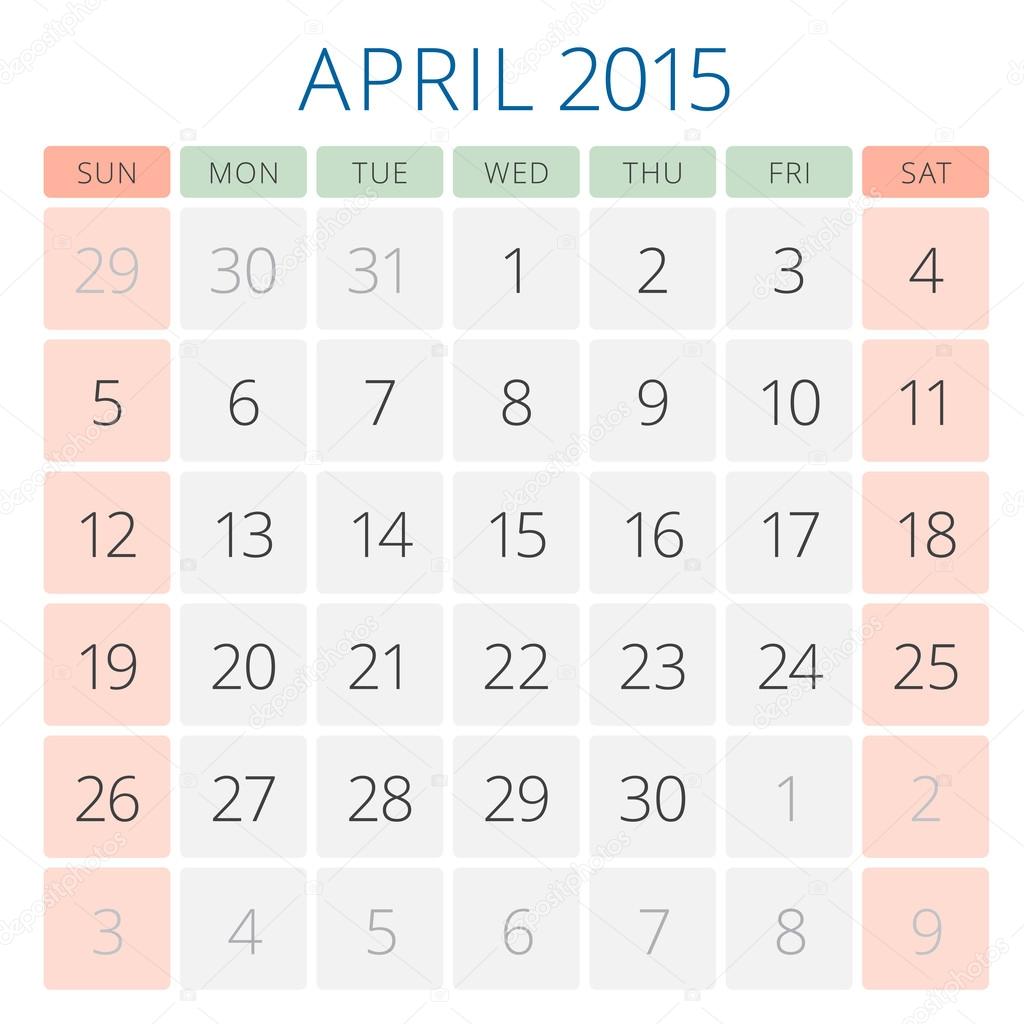 Kalender 15 April Vektor Formgivningsmall Stock Vektor C Antartstock Kalender 15 April Vektor Formgivningsmall Stock Vektor C Antartstock