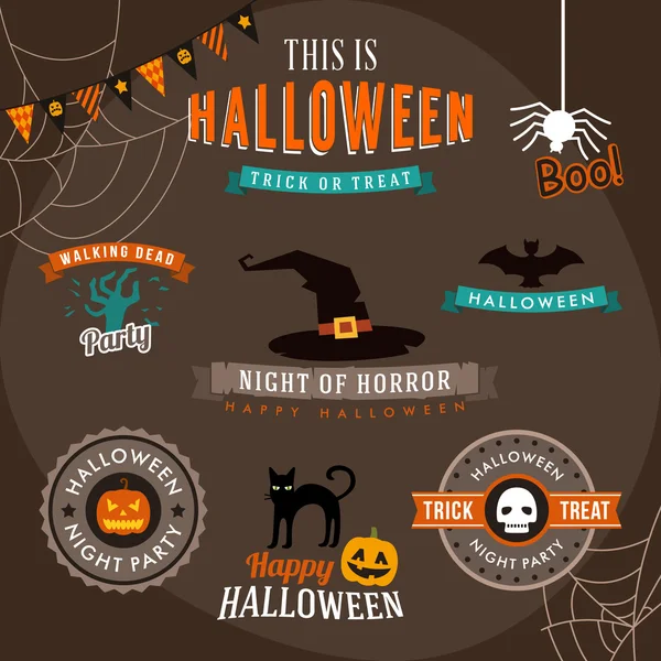 Set of halloween party decoration design elements. Vector illustration. — Stock Vector