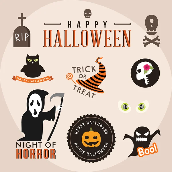 Set von Dekorationselementen für die Halloween-Party. Vektorillustration. — Stockvektor